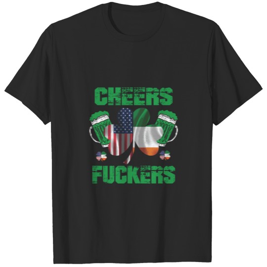 Discover Cheers Fuckers Funny Shamrock St Patrick'S Day Gif T-shirt