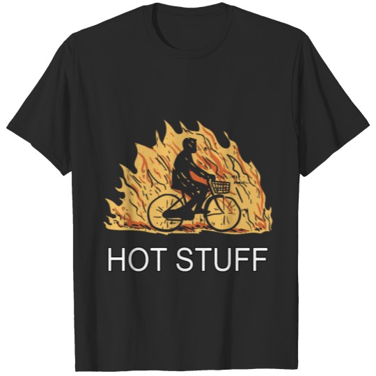 Discover Hot Stuff Fire Bike Wheel Flames Hot Shit T-shirt