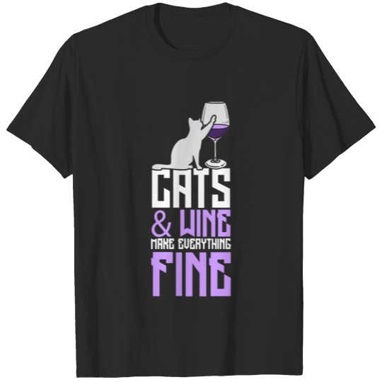 Discover Cats And Wine Make Everything Good T-shirt