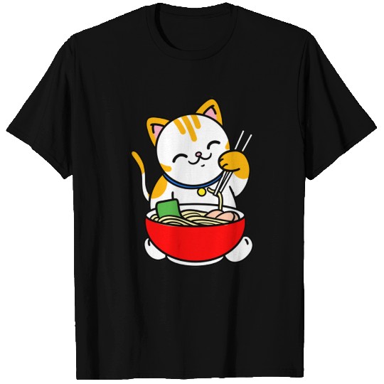 Neko Cat Eating Ramen For Ramen Lover T-shirt