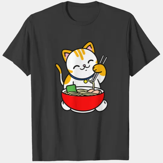 Neko Cat Eating Ramen For Ramen Lover T-shirt