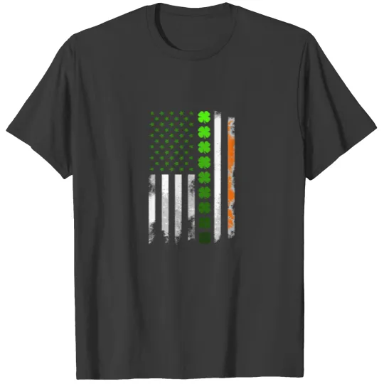 St Patricks Day USA - Vintage Shamrock Irish Flag T-shirt