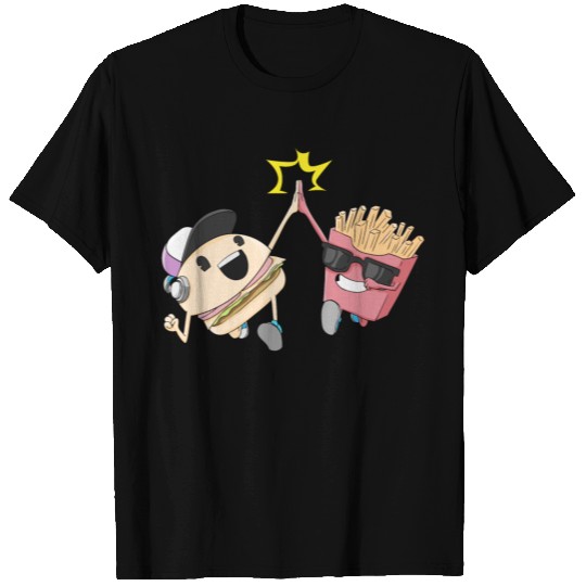 Hamburger Fries High Five Combo Snacks Funny Gift T-shirt