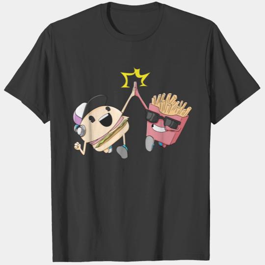 Hamburger Fries High Five Combo Snacks Funny Gift T-shirt