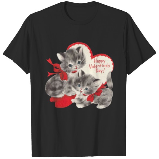 Discover VALENTINES DAY KITTENS RED BOW & HEARTS T-shirt