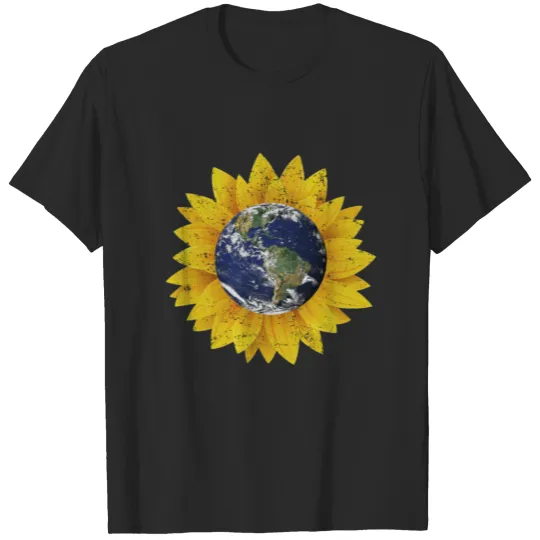 Vintage Sunflower Earth Earth Day Sunflowers Gifts T-shirt