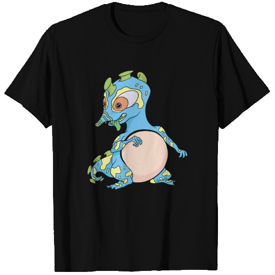 Alien Moon Weasel Cartoon Illustration T-shirt
