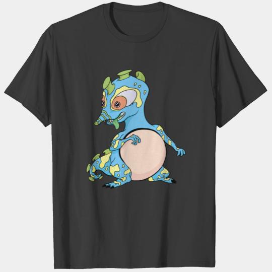 Alien Moon Weasel Cartoon Illustration T-shirt