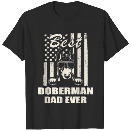 Discover Best Doberman Dad Ever Vintage Retro flag Dog Dad T-shirt