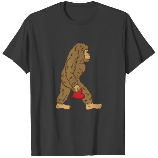 Funny Valentines Day Bigfoot Sasquatch Heart Gift T-shirt
