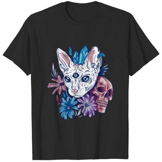 Discover MYSTIC CAT SKULL FLOWERS T-shirt
