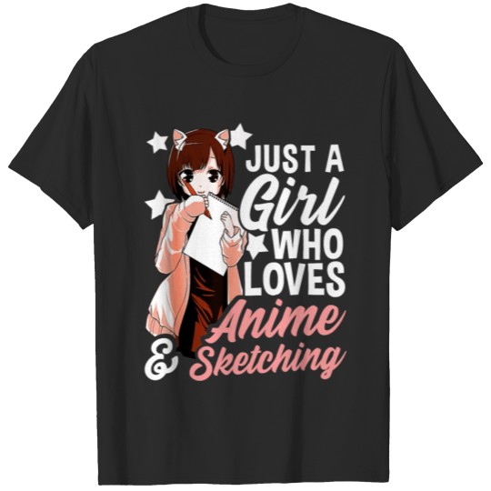 Discover Just A Girl Who Loves Anime and Sketching Drawing T-shirt