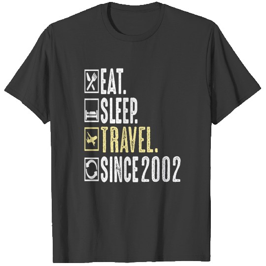 Discover Traveler Eat Sleep travel Since 2002 Funny Gift T-shirt