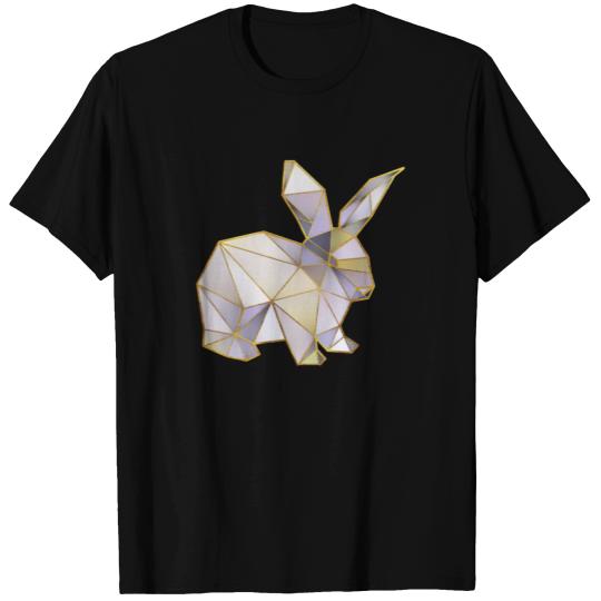Cute Rabbit Geometric Gold Lines T-shirt
