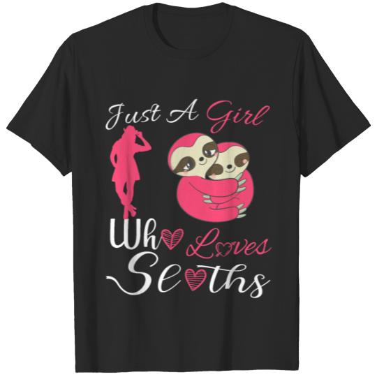 Discover Just A Girl Who Loves Sloths, Cute Valentine Gift T-shirt