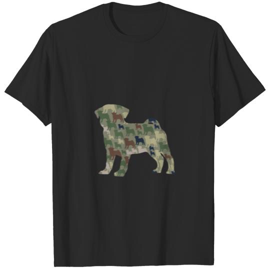 Dog Pug camouflage Army Military pattern T-shirt