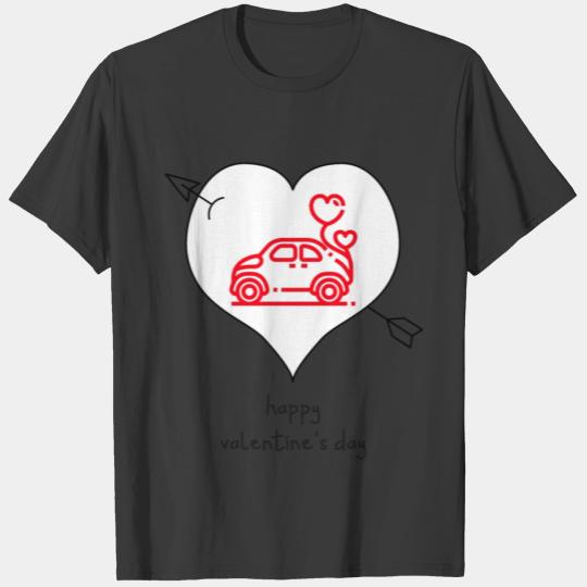 Red Car With Hearts Happy Valentine s Day Gifts T-shirt