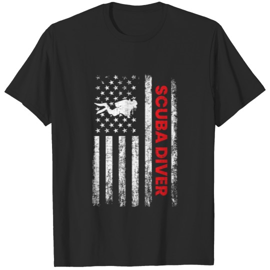 Discover Scuba diving American Flag T-shirt