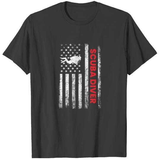 Discover Scuba diving American Flag T-shirt