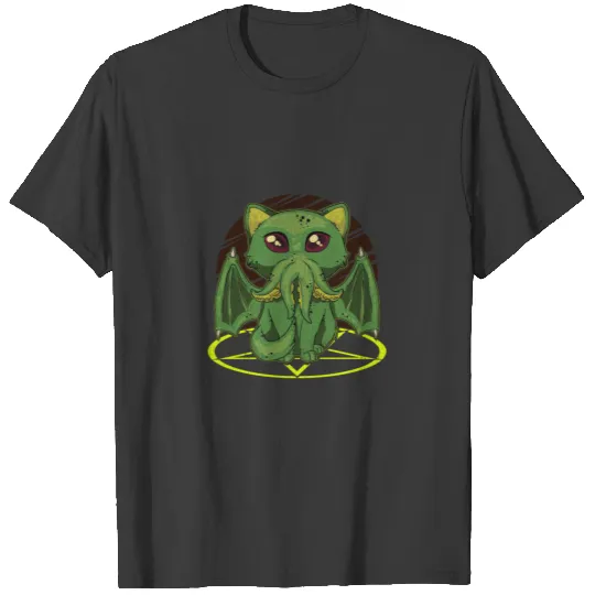 Cathulhu Satanic Kawaii Cat Cthulhu T-shirt