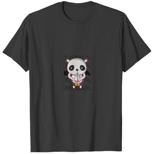 Cute Anime Panda Is Drinking Boba Bubble Tea Gift T-shirt