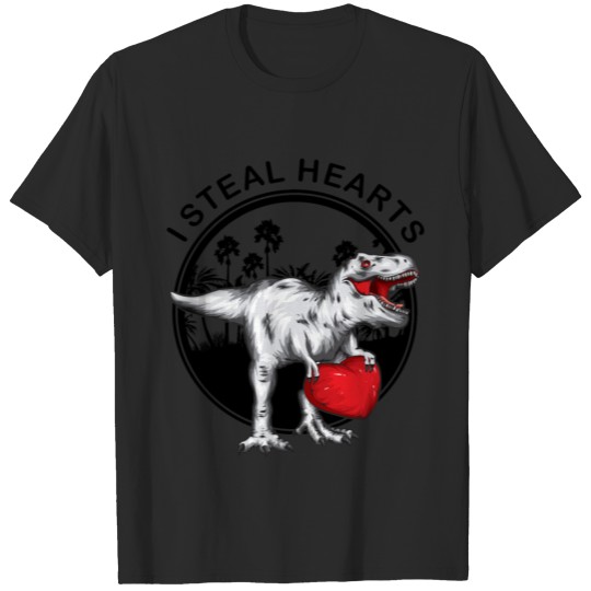 Discover valentine day 2021, dinosaurus I steal hearts T-shirt