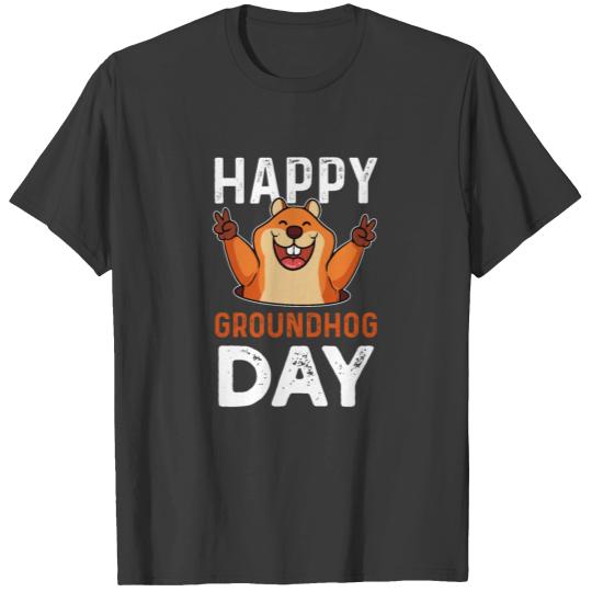 Happy Groundhog Day Shadow Animal Woodchuck Spring T-shirt