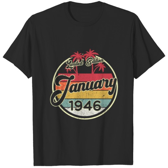Discover Vintage 75th Birthday January 1946 Sports Gift T-shirt
