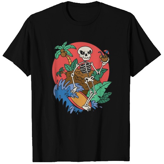 surfing skeleton T-shirt