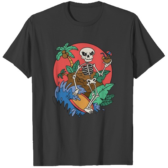 surfing skeleton T-shirt
