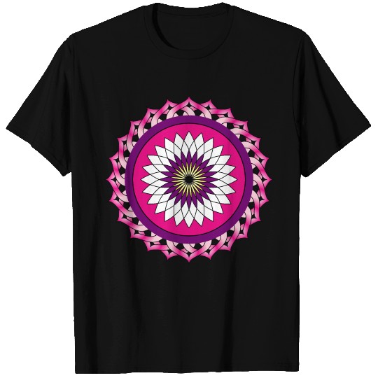 Mandala geometric pattern Lotus pink symbol T-shirt