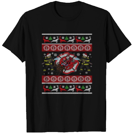 Fireman Present Ugly Christmas Sweater Firefighter T-shirt