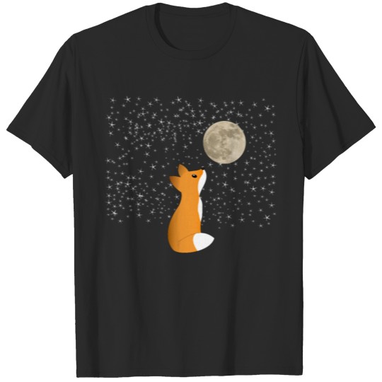 Discover A Cute Fox Watching The Moon Winter Wonderland T-shirt