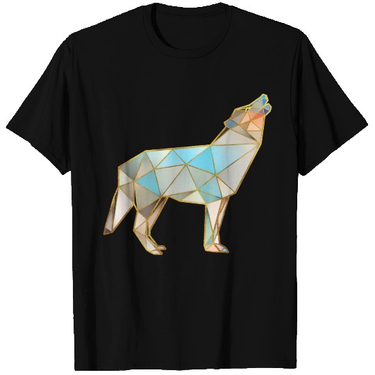 Wolf Geometric Gold Lines T-shirt