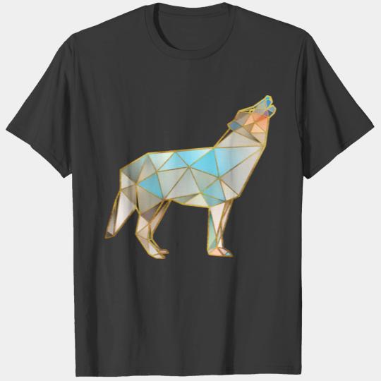 Wolf Geometric Gold Lines T-shirt