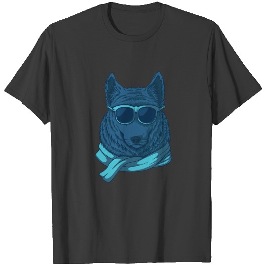 Cool wolf in suit with eyeglasses illustration T-shirt