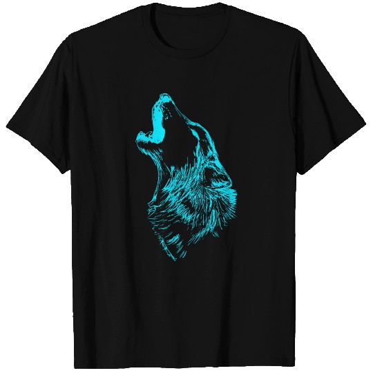 Howling Wolf Moon Blue T-shirt