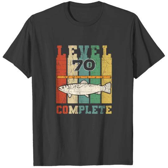 Vintage Fisherman 70 Birthday Retro Trout Fishing T-shirt