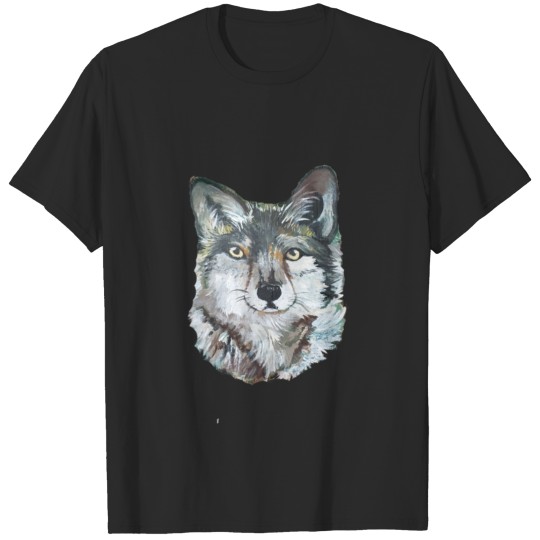 Discover Grey wolf Portrait Painting T-shirt