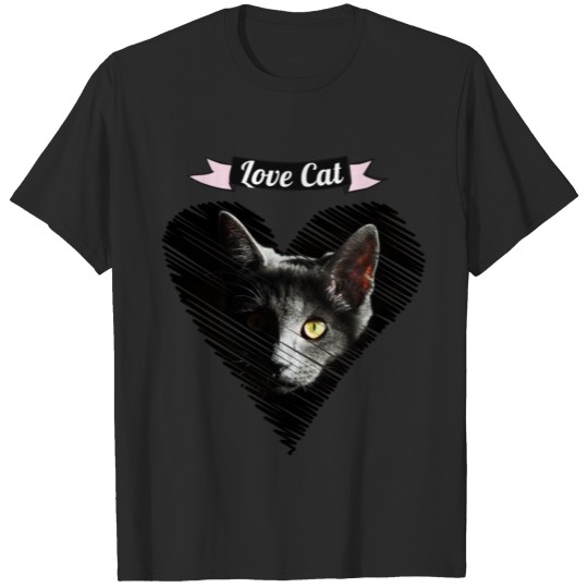 Discover cat hearth love kitty black cat meow T-shirt