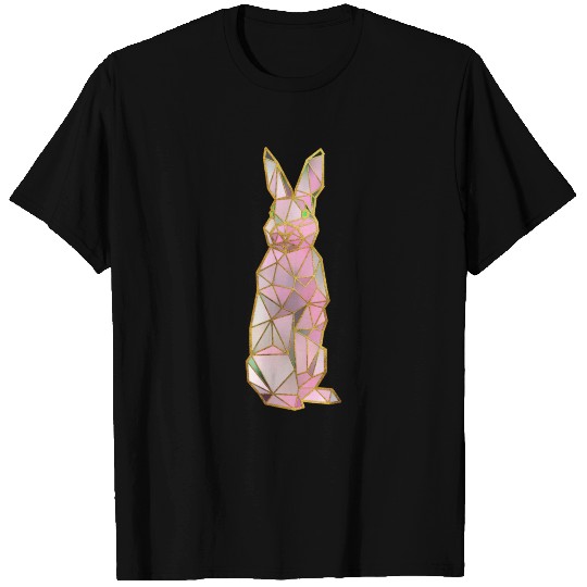 Pink Rabbit Geometric Gold Lines T-shirt