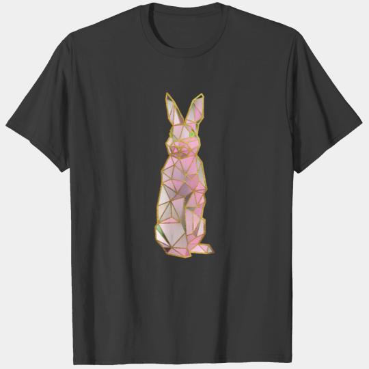 Pink Rabbit Geometric Gold Lines T-shirt