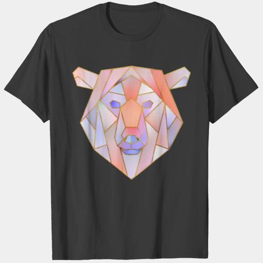Bear Head Geometric Gold Lines T-shirt