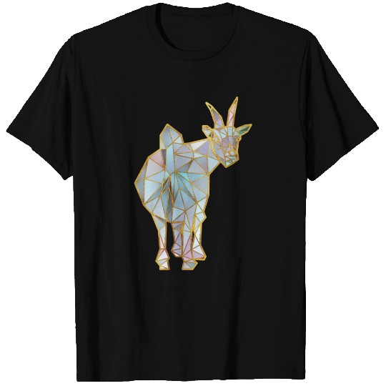 Goat Behind Geometric Gold Lines T-shirt