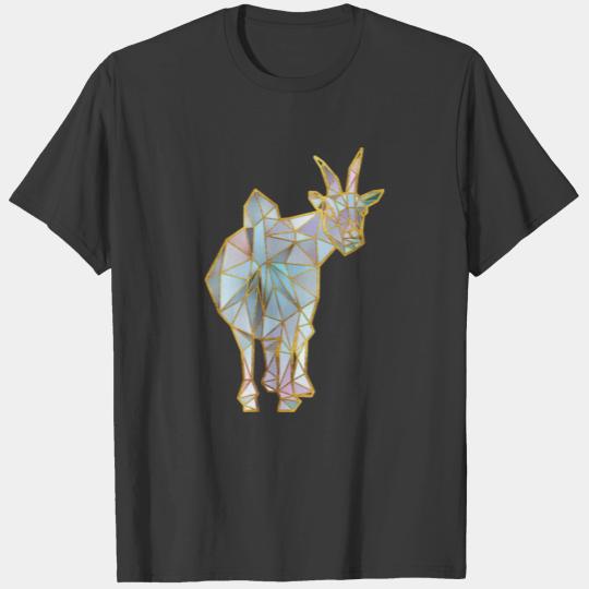 Goat Behind Geometric Gold Lines T-shirt
