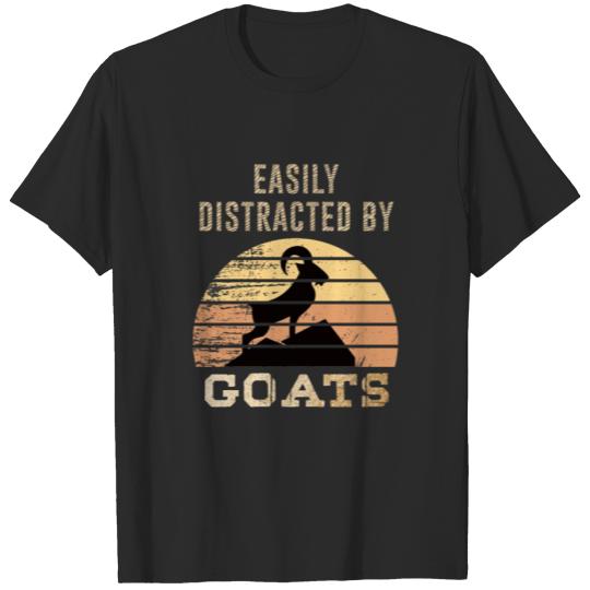 Discover Vintage Easily Distracted By Goats - Goat Lover T-shirt