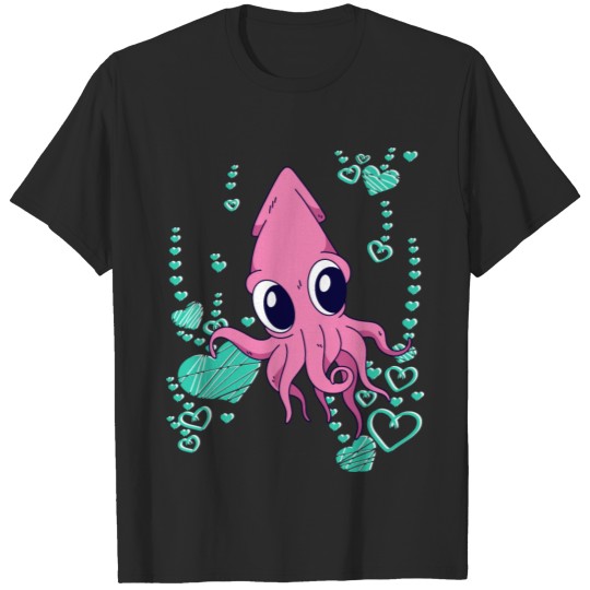 Discover Squid heart love octopus sea T-shirt