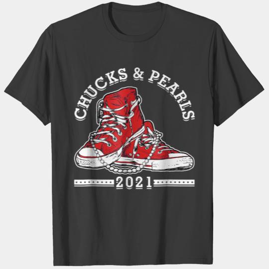 Chucks And Pearls Matching Mom Daughter Women Gir T-shirt