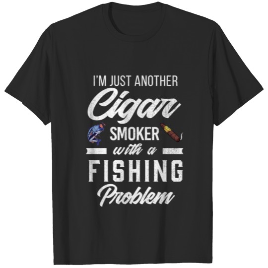 Discover Mens Funny Cigar Smoker Fisherman Gift Cigar T-shirt