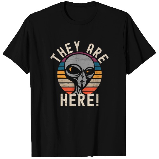 They Are Here Grey Alien UFO T-shirt
